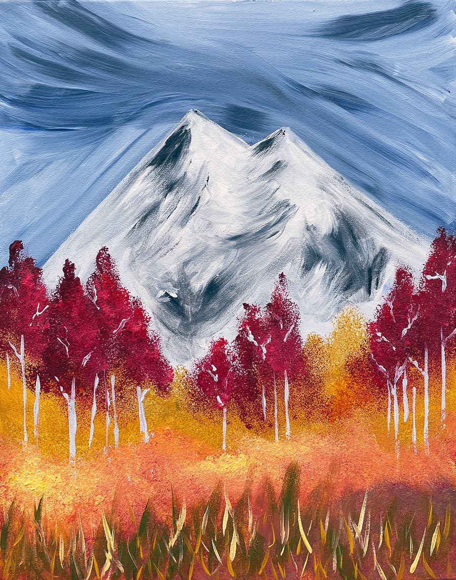 Mountains on Wood Rounds Paint Party - McTavish Academy Of Art